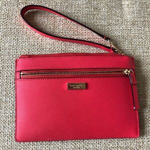 BNWT Pink Leather Kate Spade Wristlet Clutch